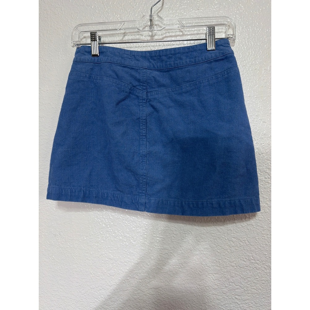 RSQ Blue Corduroy Mini Skirt Wrap Button Front Women Small Cotton A-Line - Picture 3 of 6